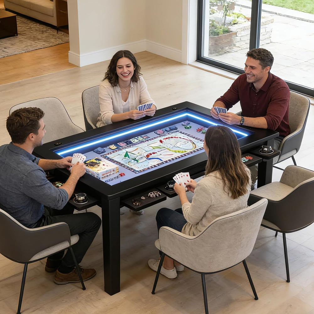 Board Game Table with Adjustable Led Lights Gaming Table with Removable Top