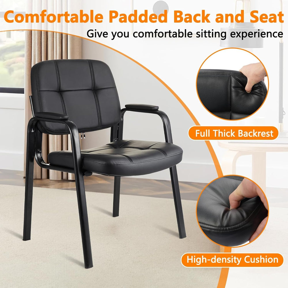CLATINA Waiting Room Guest Chair with Bonded Leather Padded Arm Rest for Offi...