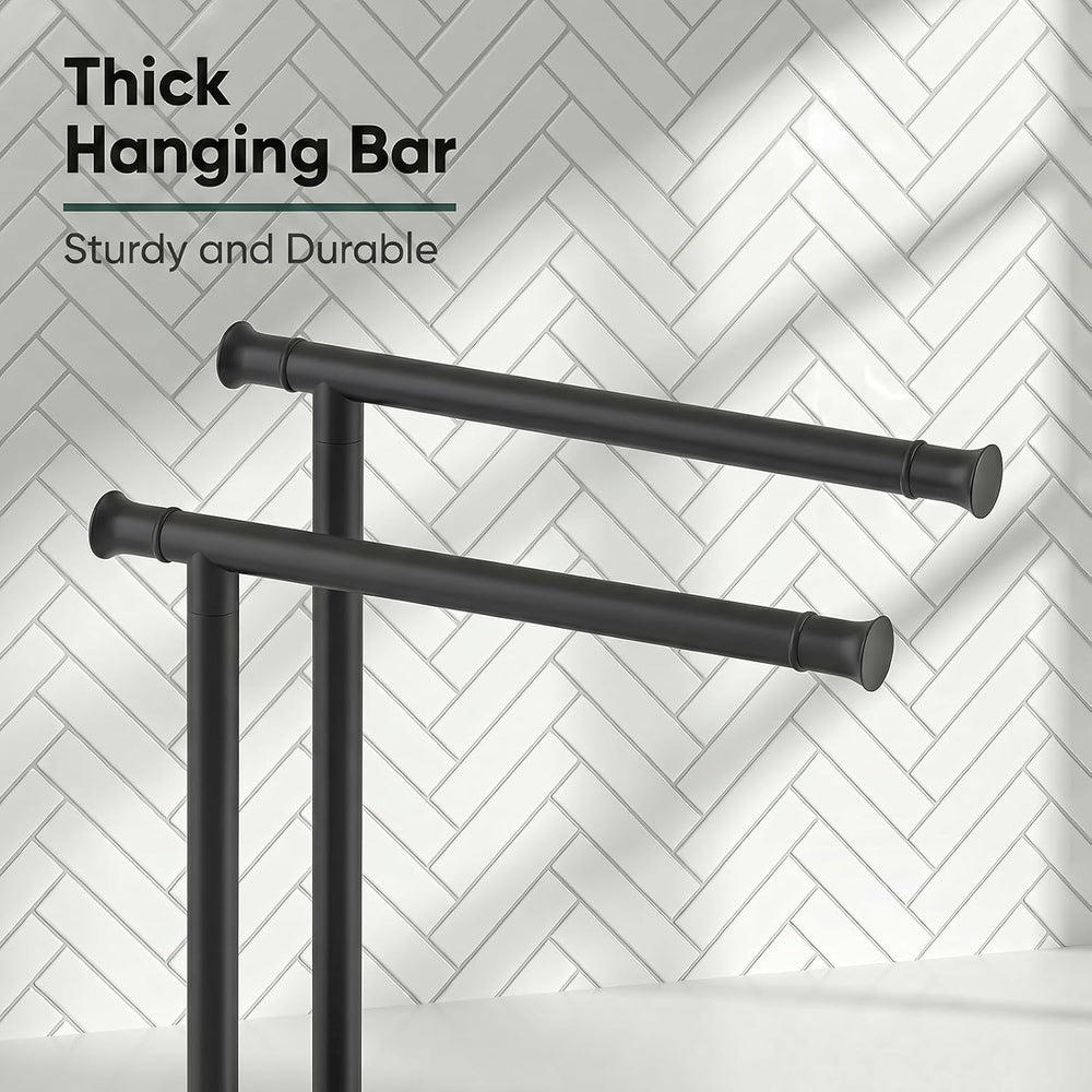 Hoimpro Hand Towel Holder Stand Bathroom Towel Bar Rack Countertop Black