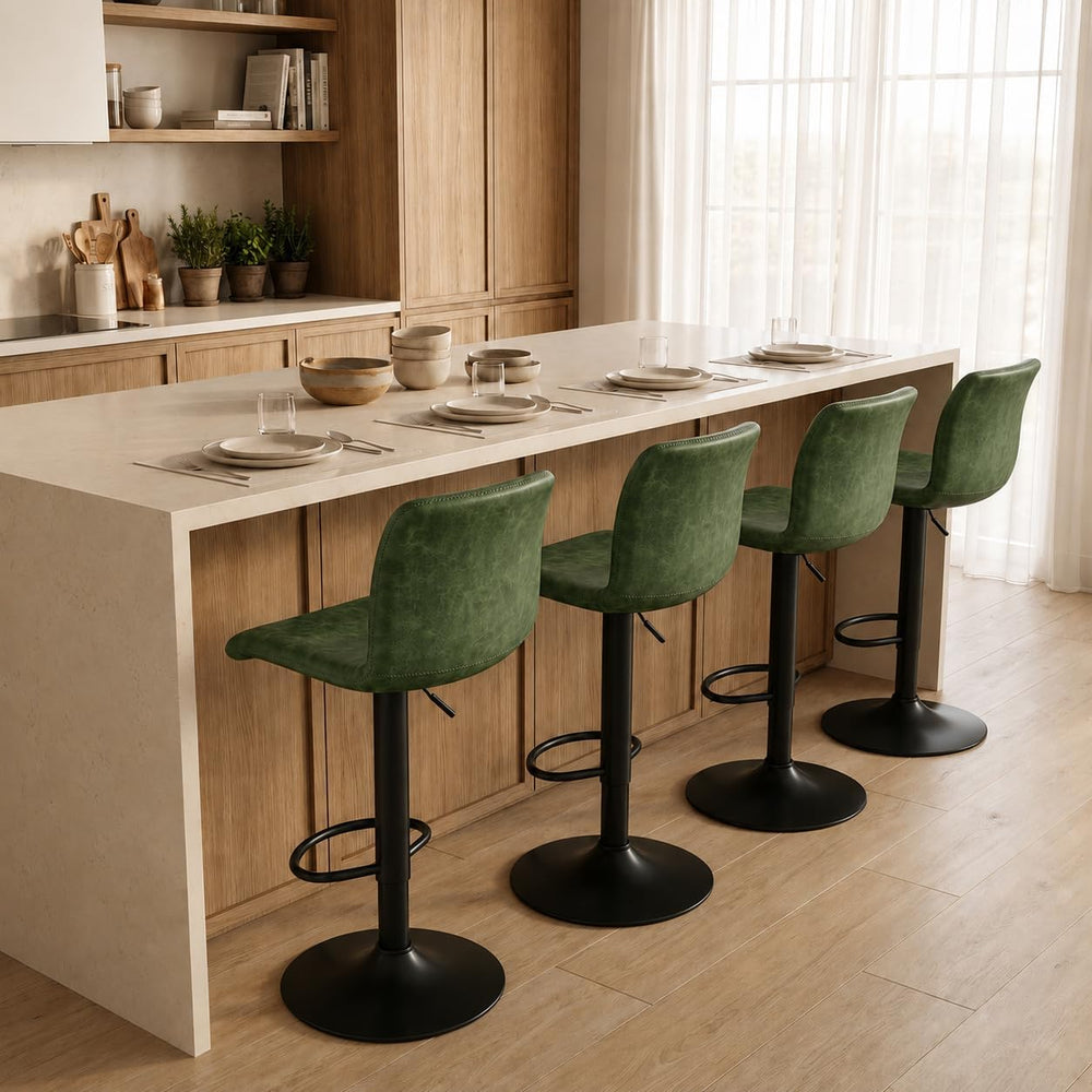 Adjustable Bar Stools Set of 2 for Kitchen Island, Green