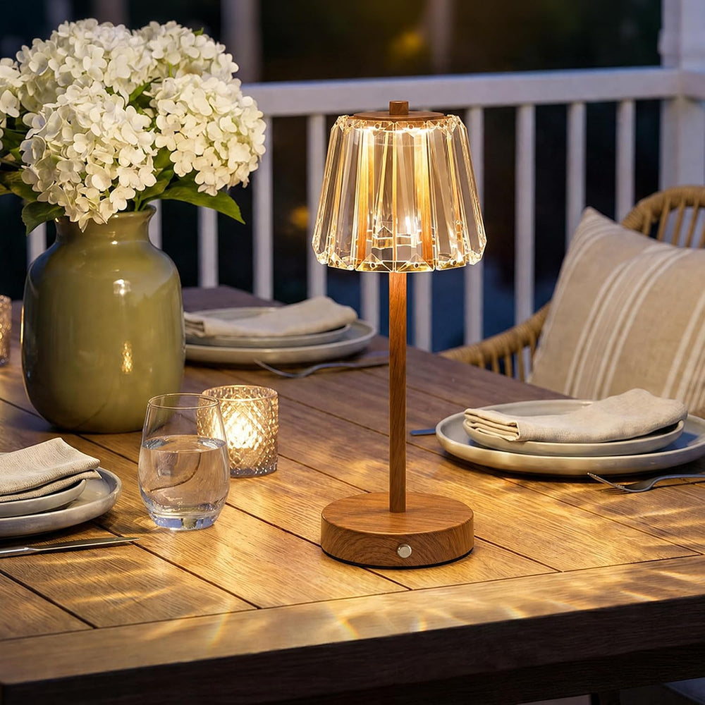 Oneach 13" Small Crystal Cordless Table Lamp, Touch Rechargeable Desk Lamps