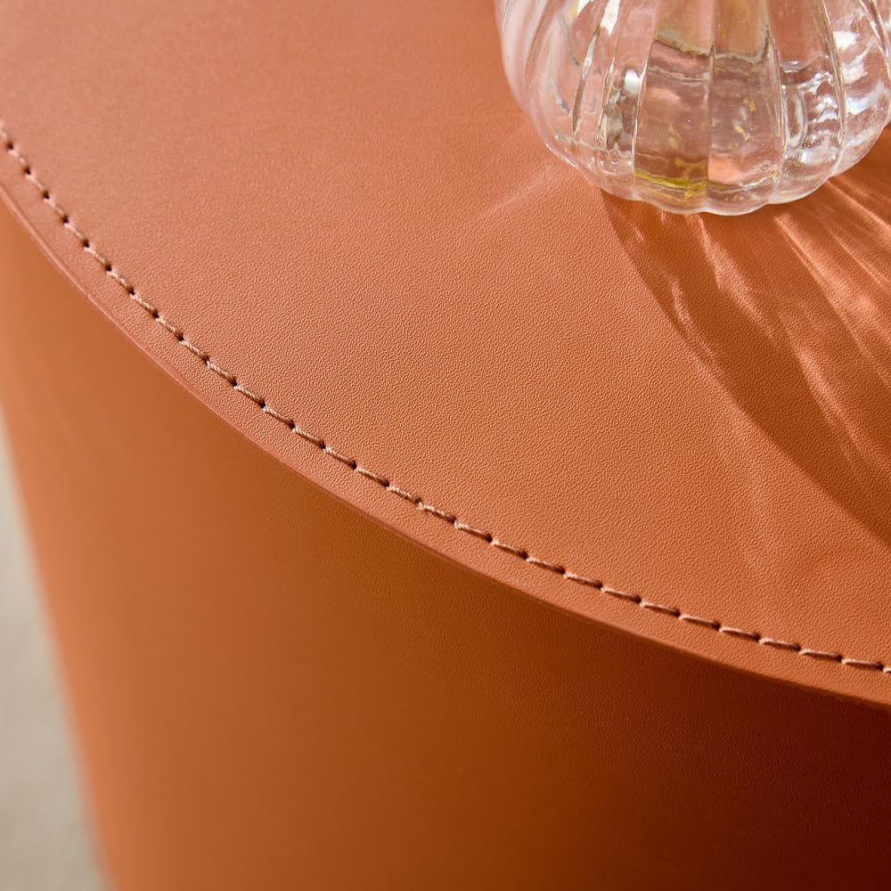 Nested Table Set 2 Pieces, MDF Coffee Table Set Living Room/Lounge Area (Orange + MDF + Round)