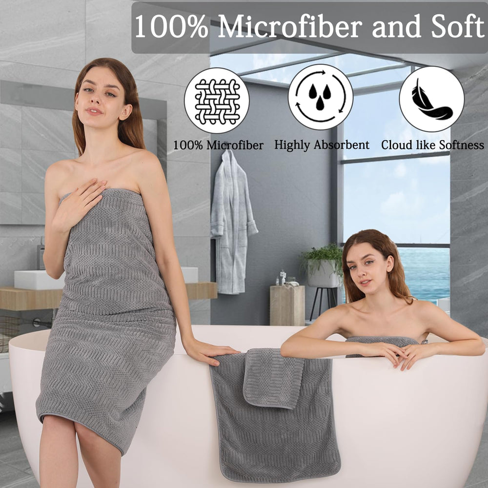 8 Piece Bath Towel Set-2 Oversized Bath Sheets(35"x70"),2 Hand Towe...