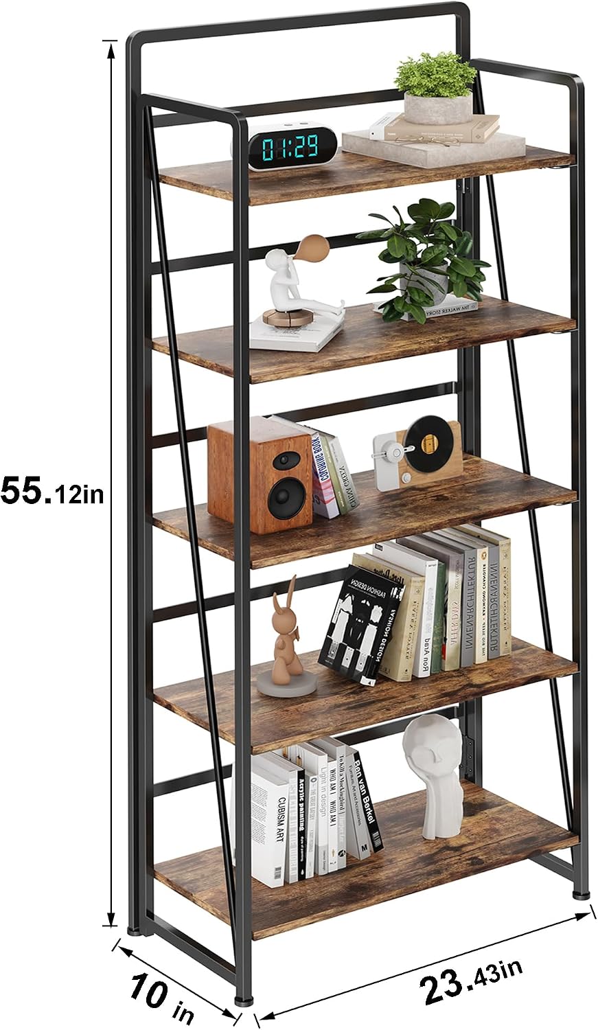 BHG No Assembly Folding Bookshelf for Living Room,Collapsible Book Shelf for ...