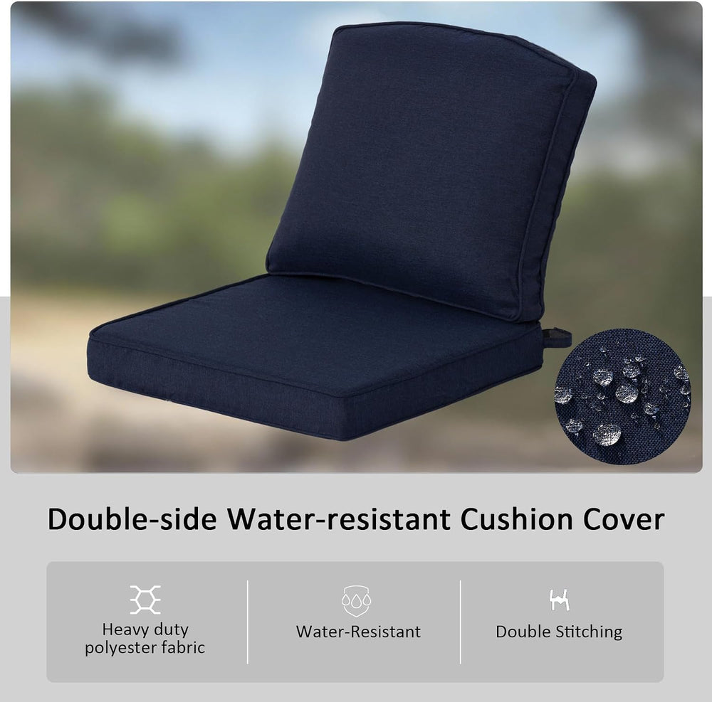 Outdoor Deep Seat Cushions, 20x21.5 Inch, Dark Blue, Set of 2