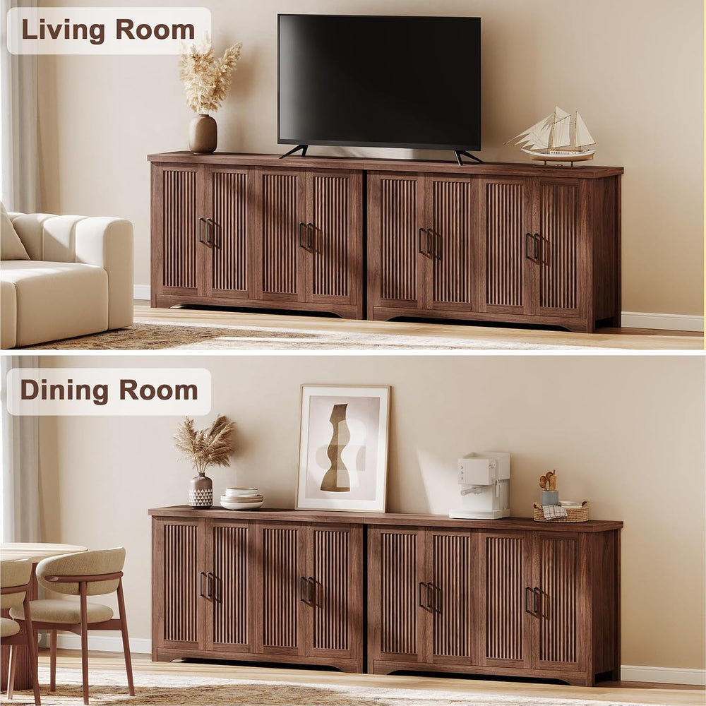 Memobarco 55" Fluted Sideboard Buffet Cabinet with Storage,Walnut