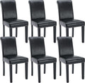 Dining Room Chairs Set of 6, Upholstered PU Leather, Rubber Wood, Black