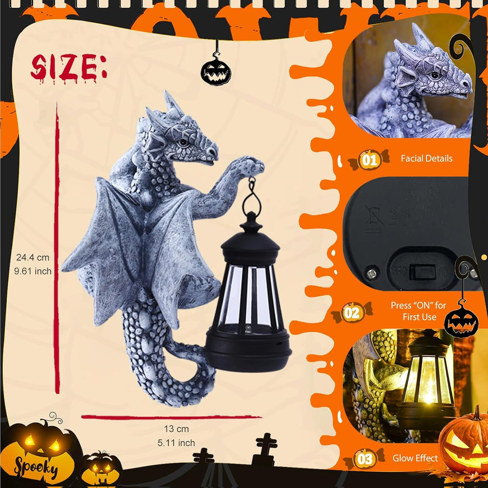 Solar Dragon Tree Decor Outdoor, Hanging Dragon Statue with Lantern