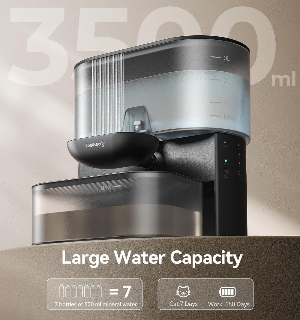 Wireless Cat Water Fountain No Filters, Wastewater Separation, FEELNEEDY Stai...
