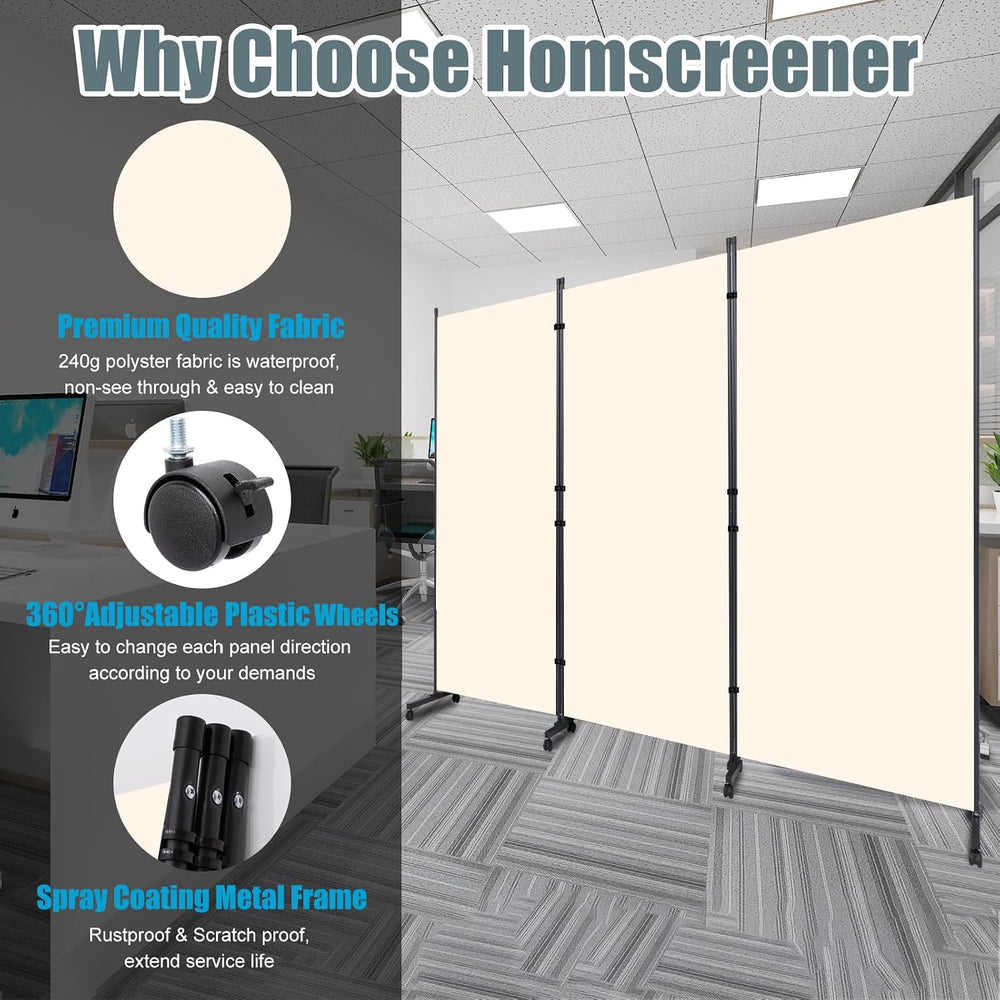 Room Divider 102'' Wide Folding Privacy Screen,3 Panel Wall Divider w...