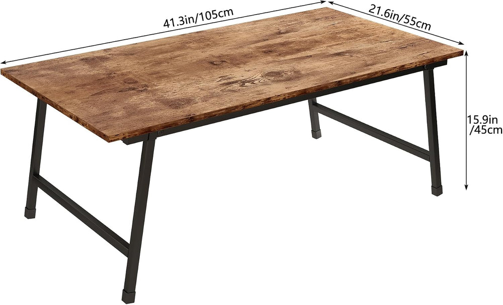 Black Coffee Table Foldable,Simple Modern Rectangular Center Table, Industria...
