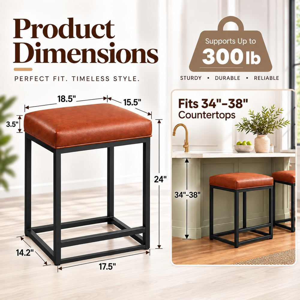 MAISON ARTS Counter Height Bar Stools Set of 4, Kitchen Backless Barstools