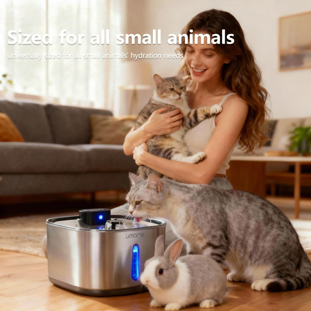Automatic Cat Water Fountain, Wireless Pet Water Fountain Stainless Steel, Ul...