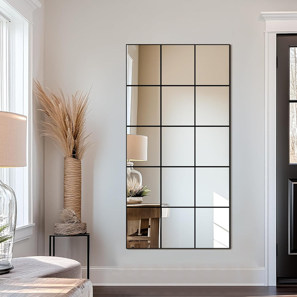 Delma Window Pane Full Length Mirror 28"x55" Large Window Wall Mirr...