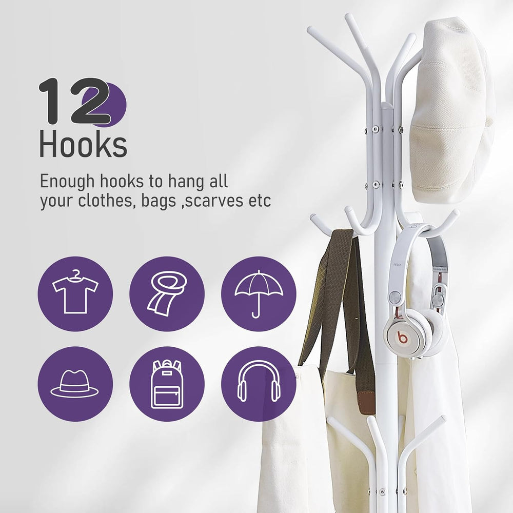 Coat Rack Freestanding Entryway Hanger Stand, Umbrella Holder, Hall Tree With...