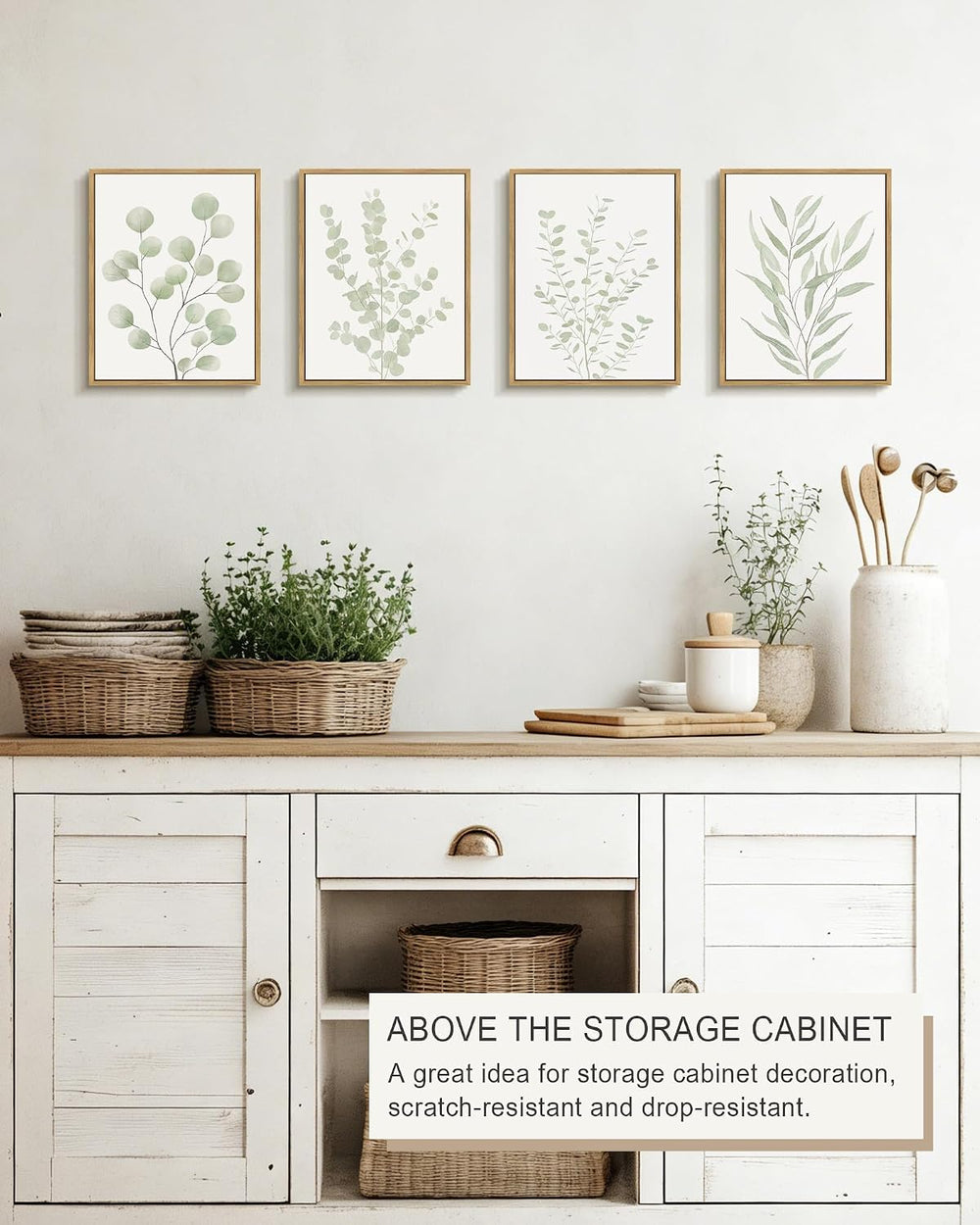 Drsoum Botanical Plant Framed Wall Art Boho Wall Decor for Bathroom Sage Gree...