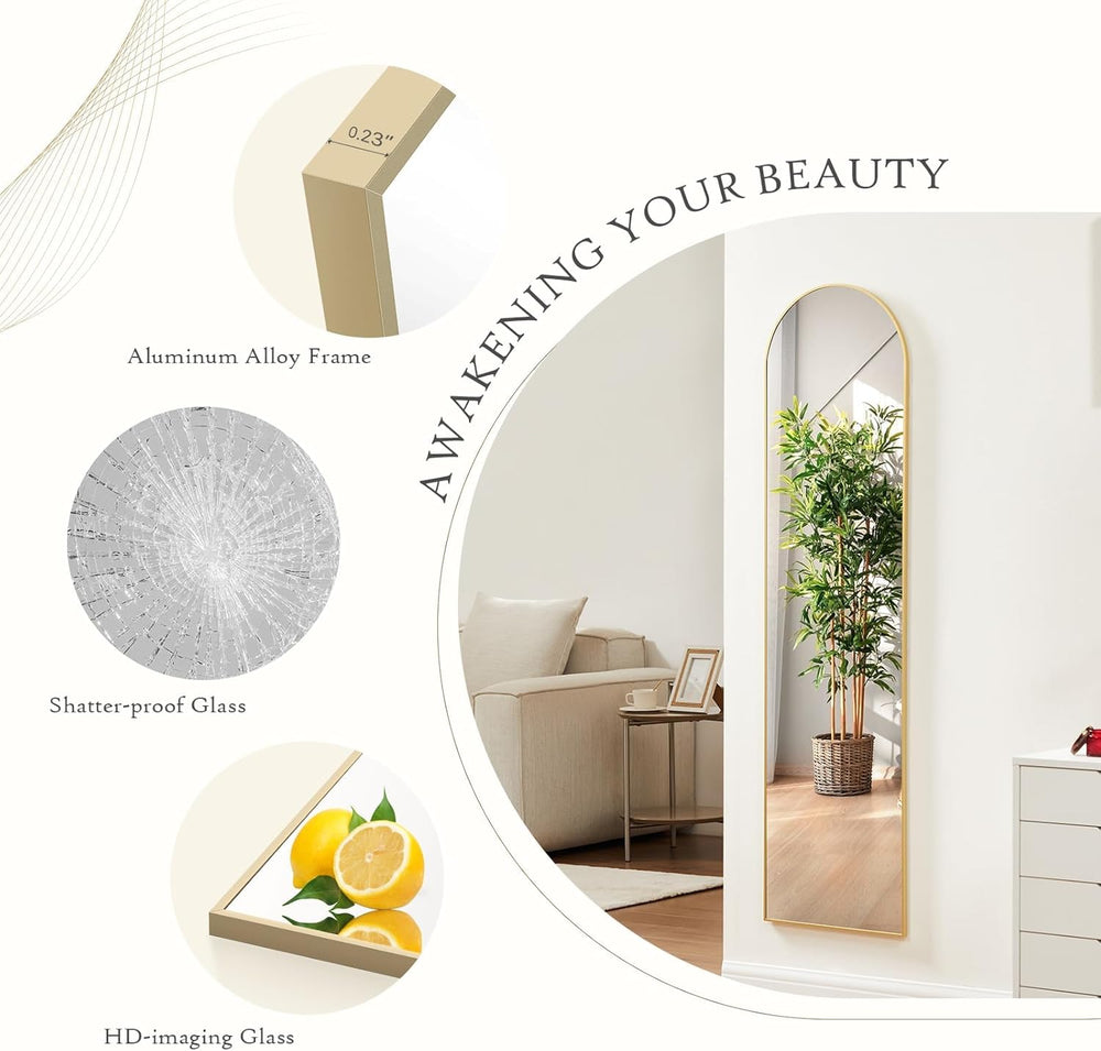 16"x59" Arched Mirror Full Length, Upgraded Body Wall Mirrors