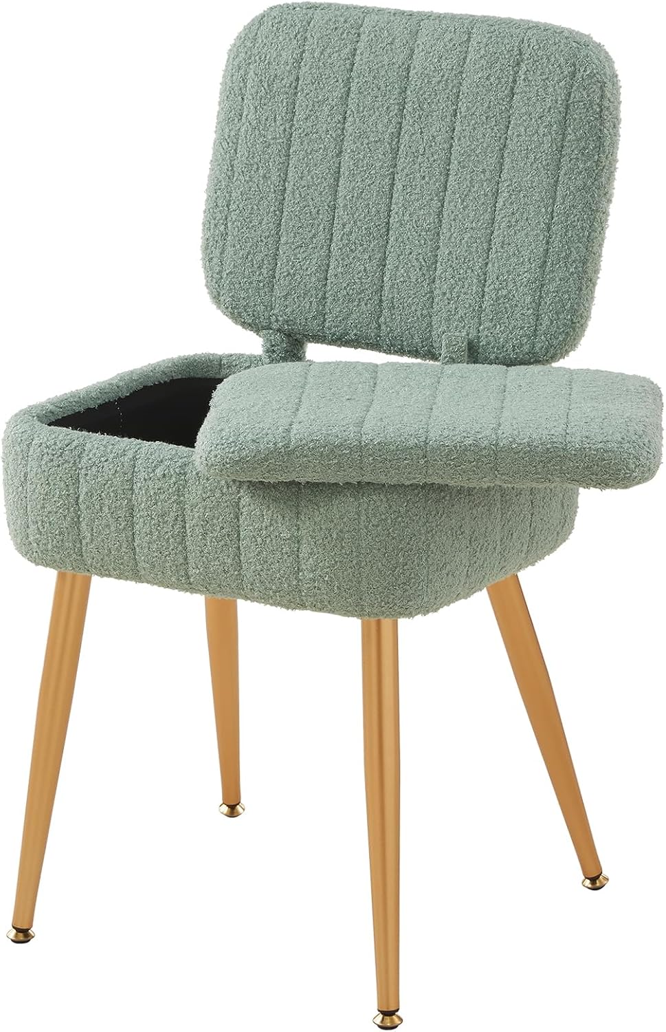 Vanity Chair with Storage Stool with Folding Back Makeup Chair
