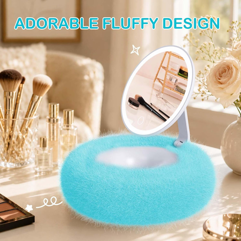 Rechargeable Compact Makeup Mirror with Light,Blue