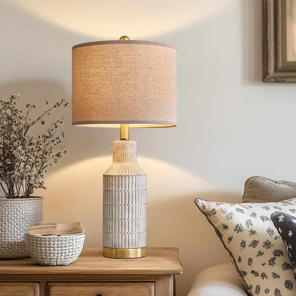 USumkky 25" Modern Ceramic Lamps Single Table Lamp for Living Room Bedro...