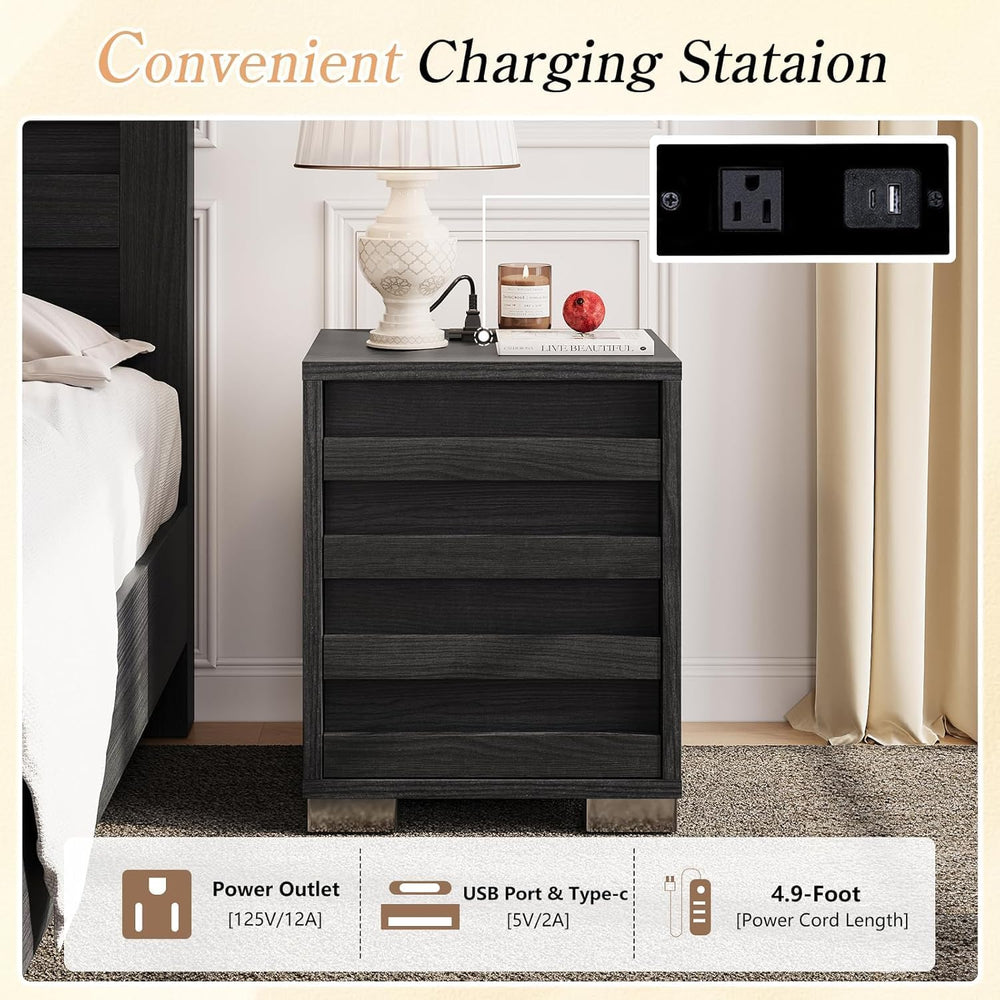 LUXOAK 3 Pcs Bedroom Furniture Sets - Includes Farmhouse King Size Bed Frame ...