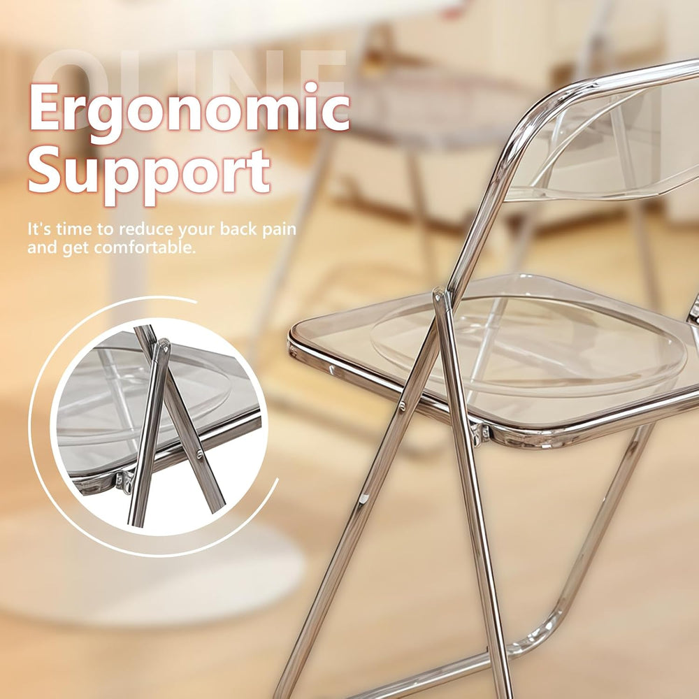 JPBSTO 12 Pack Crystal Clear Folding Chairs - Premium Bulk Stackable for Exhi...