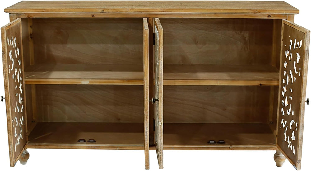 LKTART 60" Farmhouse Sideboard Buffet,Solid Wood Credenza Storage Cabinet