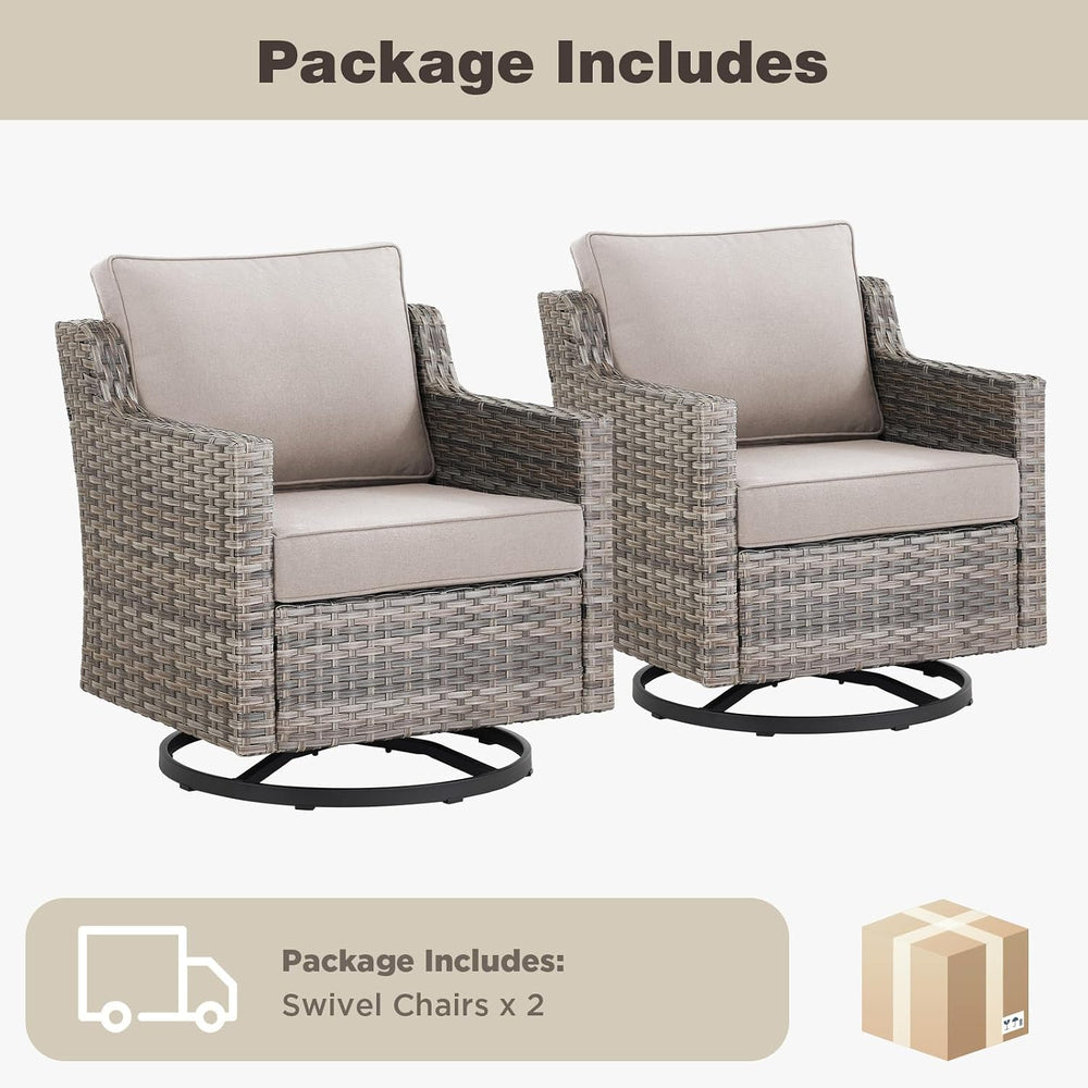 Belord Patio Wicker Swivel Rocker Patio Chairs, Outdoor Rattan Chairs for Dec...