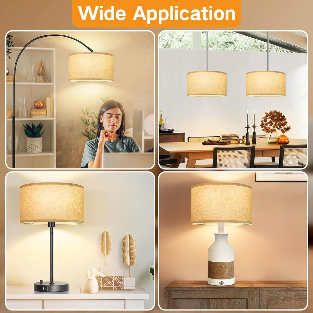 OUTON Beige Large Drum Lamp Shades for Floor Lamps, 17.5" Top x 17.5&quo...