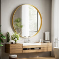 VooBang 48" Round Bathroom Mirror, Large Gold Circle Wall Mounted Mirror