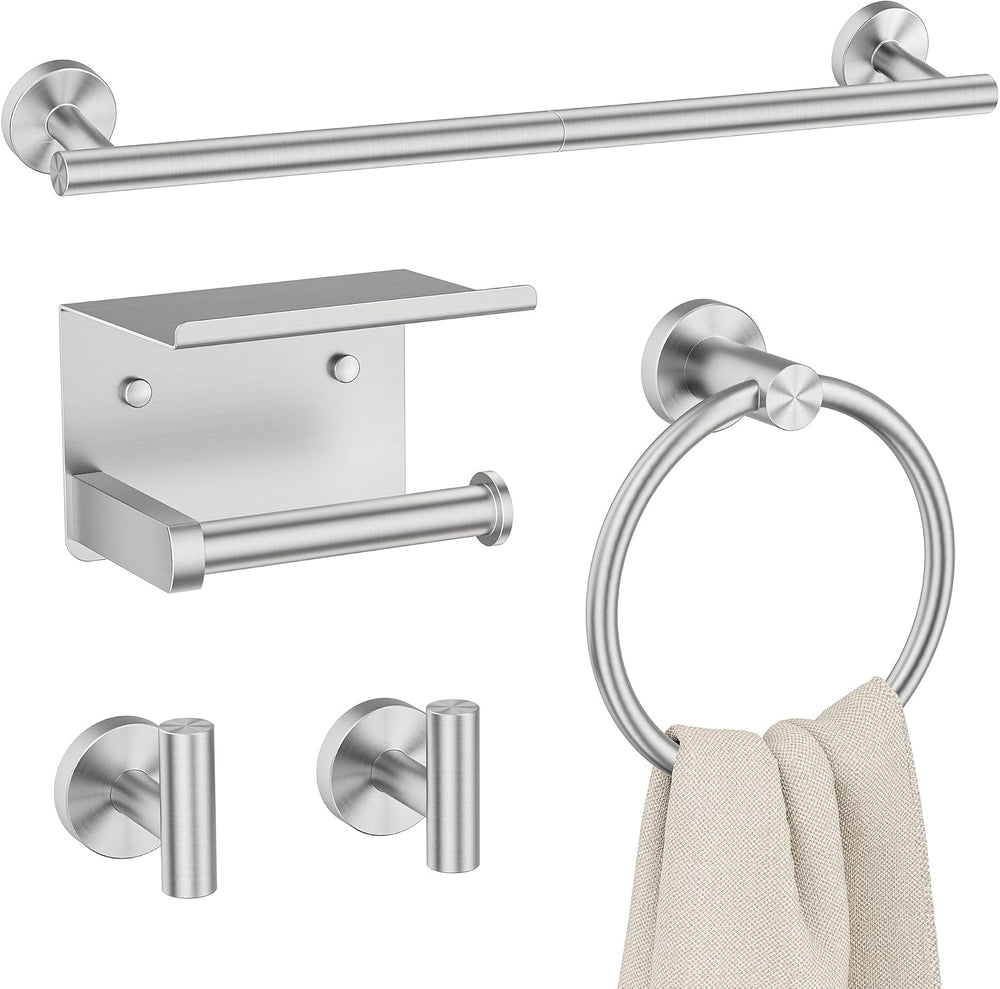 FORIOUS Bathroom Accessories, 5-Piece Bathroom Hardware Set - 24" Towel Bar