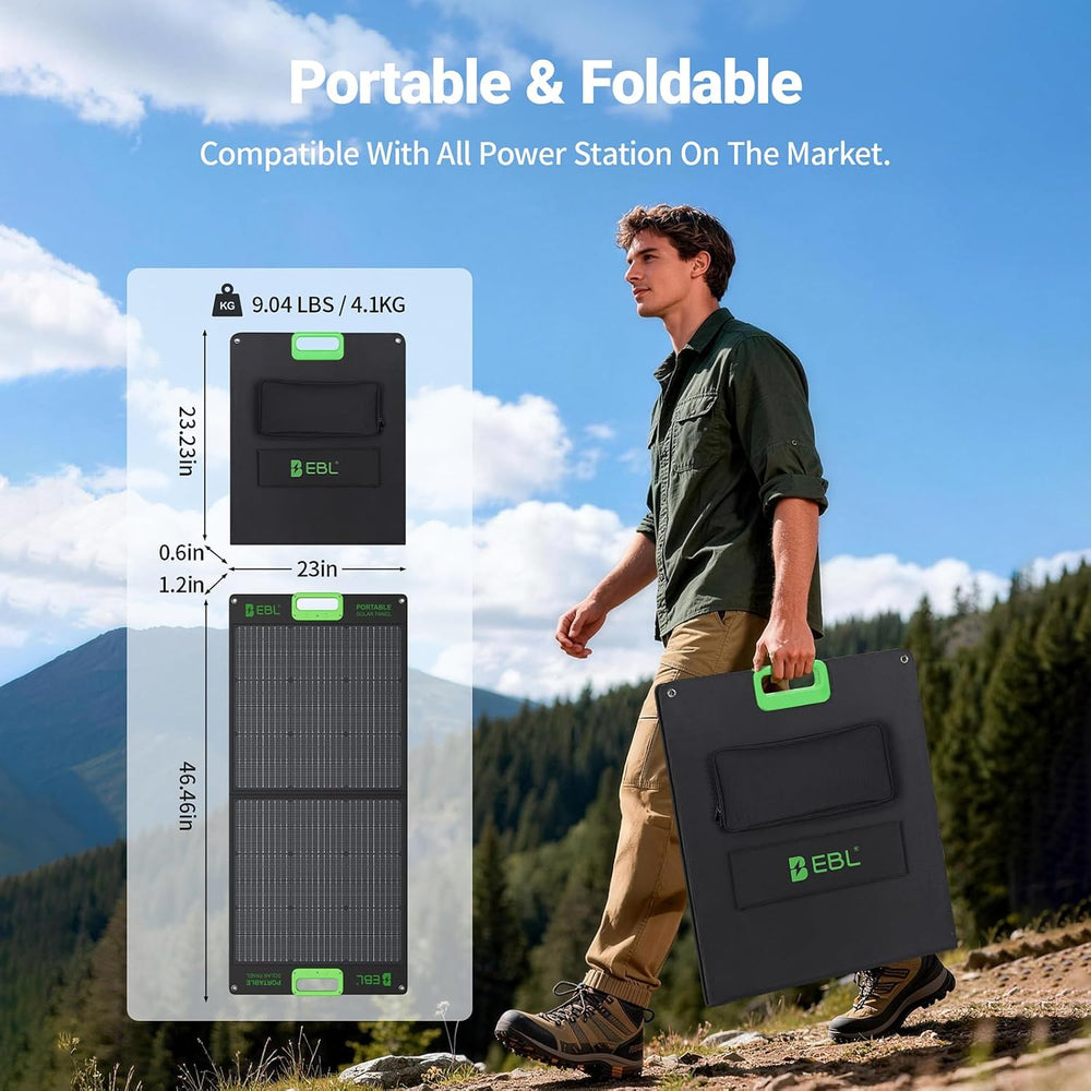 EBL 100W Portable Solar Panel for Jackery/Ecoflow/Bluetti Power Station