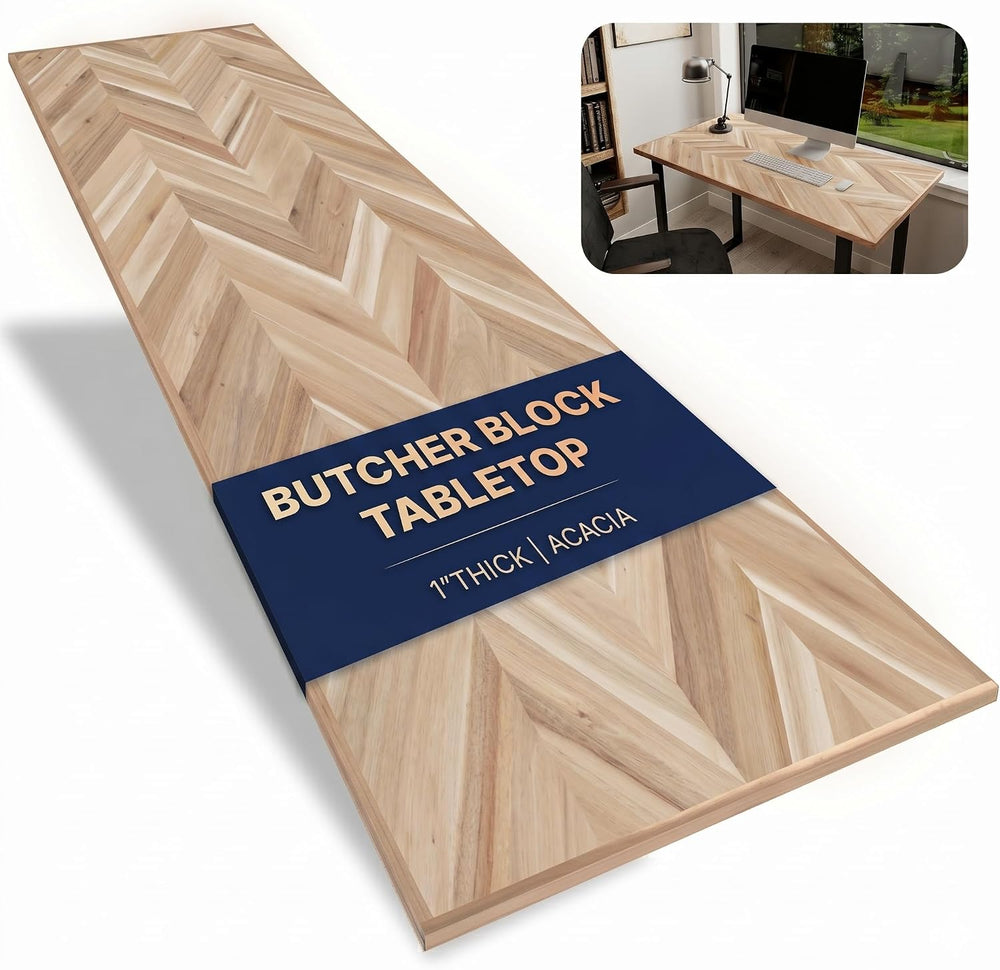 Howizz 48x25 in Solid Wood Table Top - 1in Thick Butcher Block Countertop for...