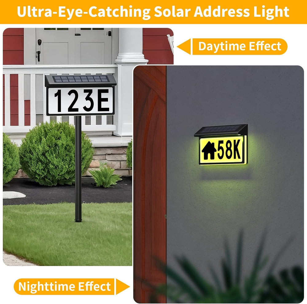 Solar Address Sign, Solar House Numbers for Outside Waterproof