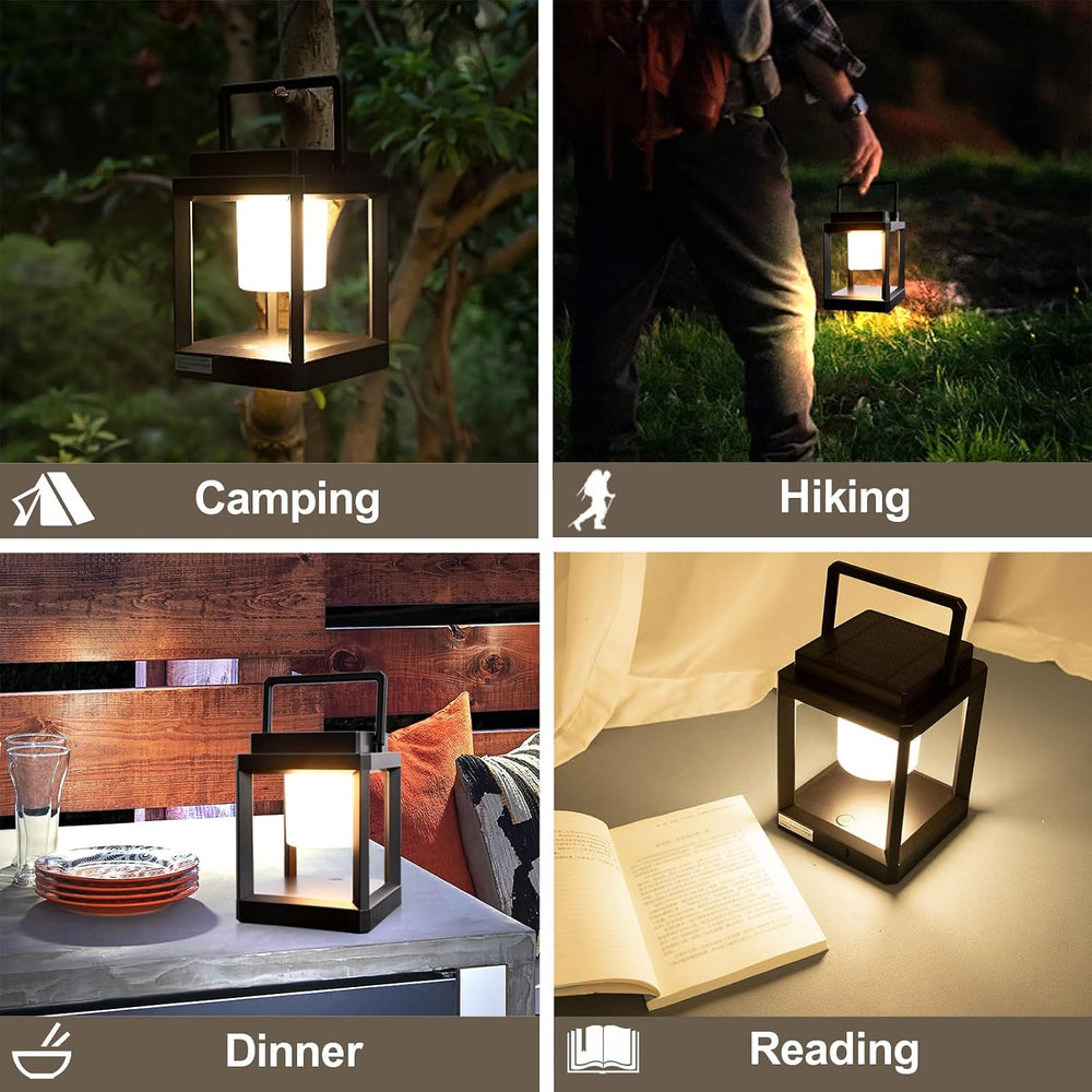 Solar Lantern Outdoor Table Lamp, Cordless Rechargeable Light