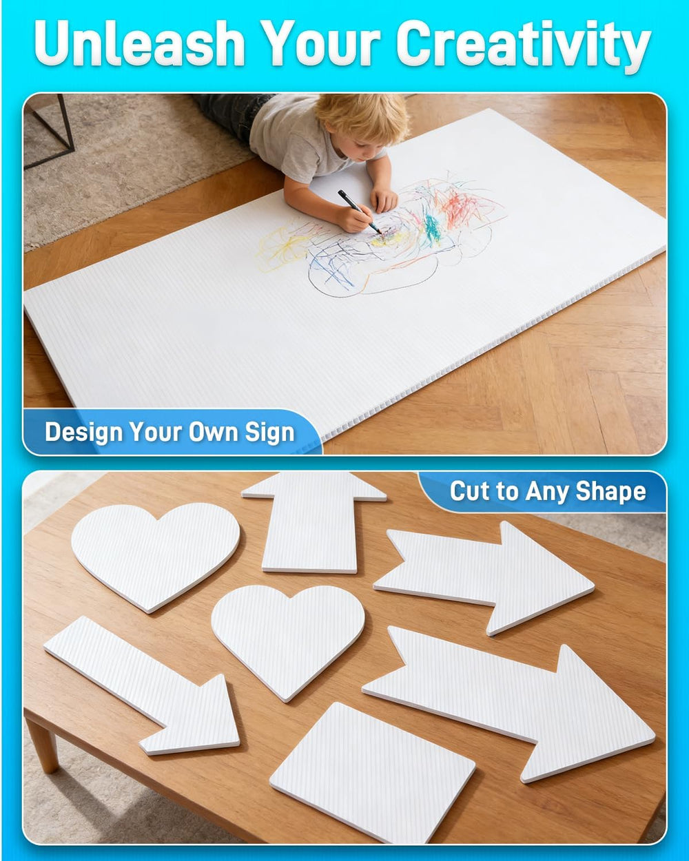 Mulctun 24"x36" 5mm Blank Yard Signs with Stakes,6Pcs Corrugated Pl...