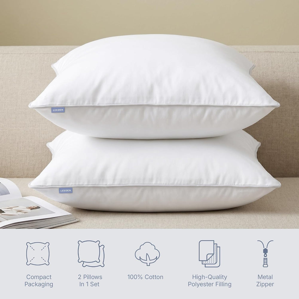 Leeden 20x20 Throw Pillow Inserts Set of 2-100% Cotton Cover