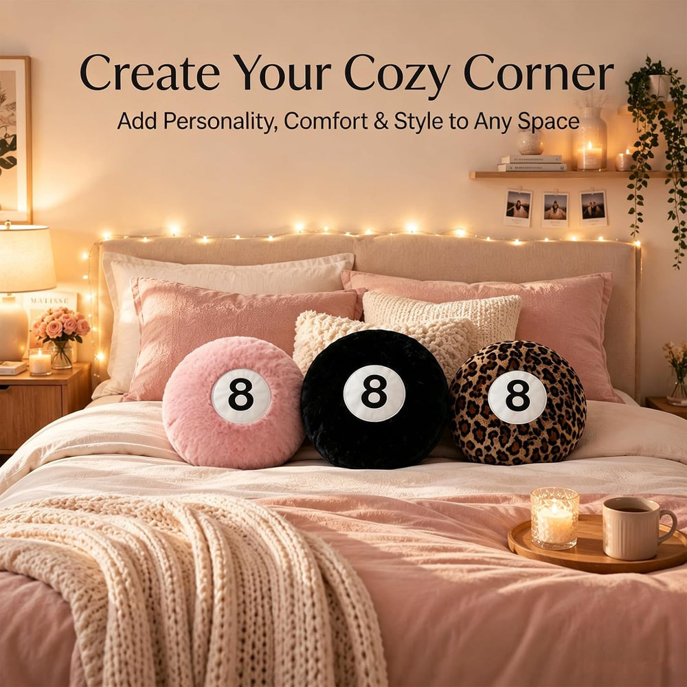 3 Pcs 8 Ball Pillow Cheetah Print Pillow, Pink & Black & Cheetah