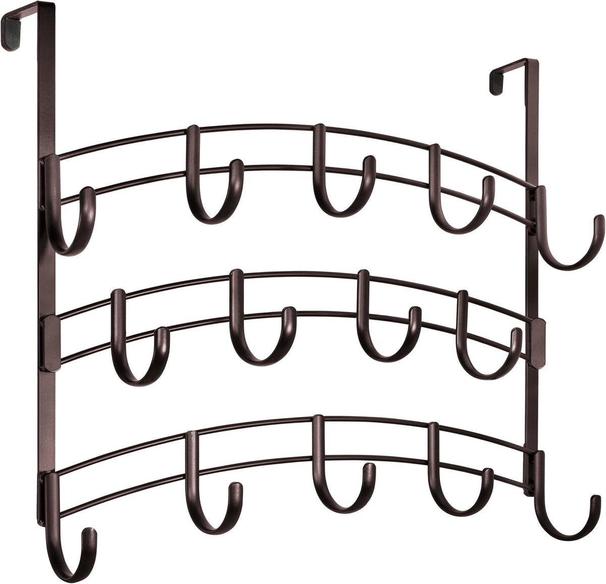 LYNK Professional® Home™ Over the Door Hooks - 14 Hook – Over the Door Coat Rack - Over the Door Hanger - Hanging Towels or Clothes - Bathroom, Bedroom, Laundry Room - Lifetime Ltd. Warranty, Bronze