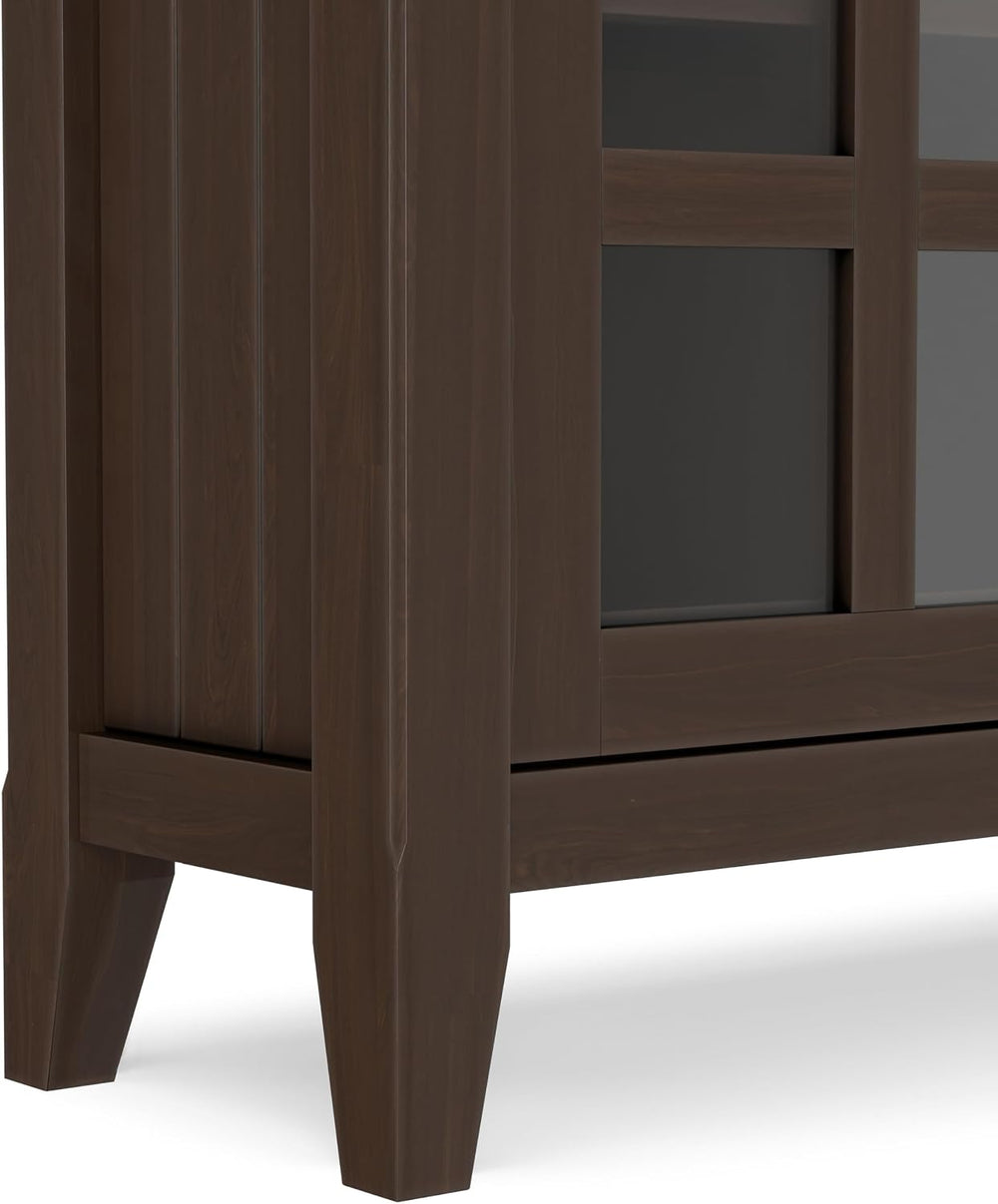 SIMPLIHOME Acadian 36" Wide Solid Wood Cabinet in Natural Aged Brown