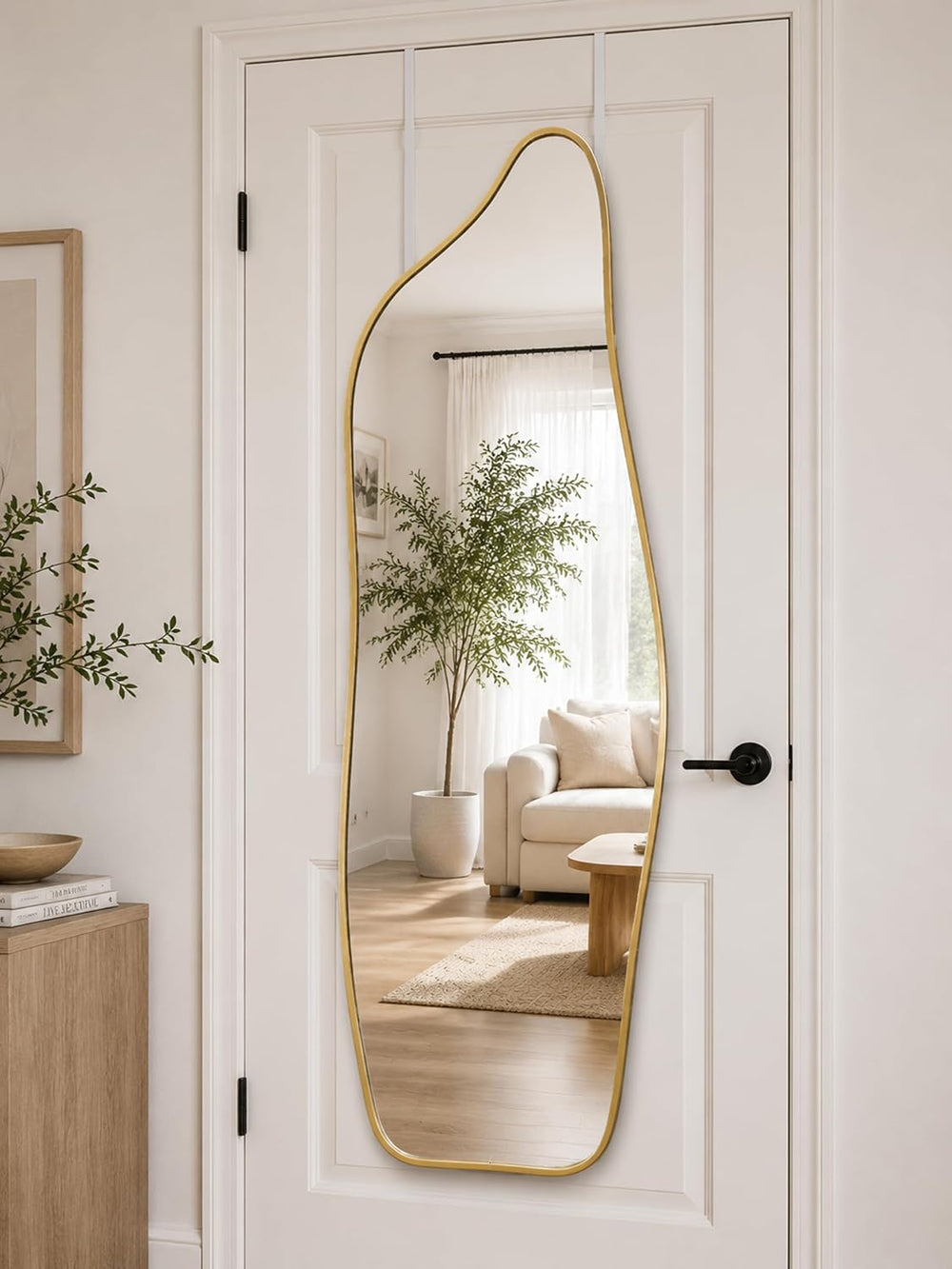Full Length Door Mirror, 48"x16" Wall Mounted Mirror, Gold