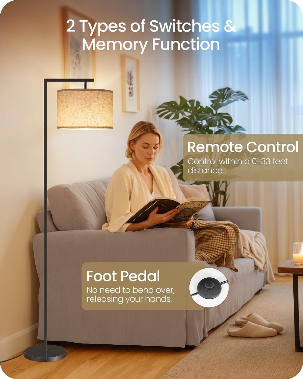 Modern Dimmable Floor Lamp for Living Room with Adjustable Color Temperature ...