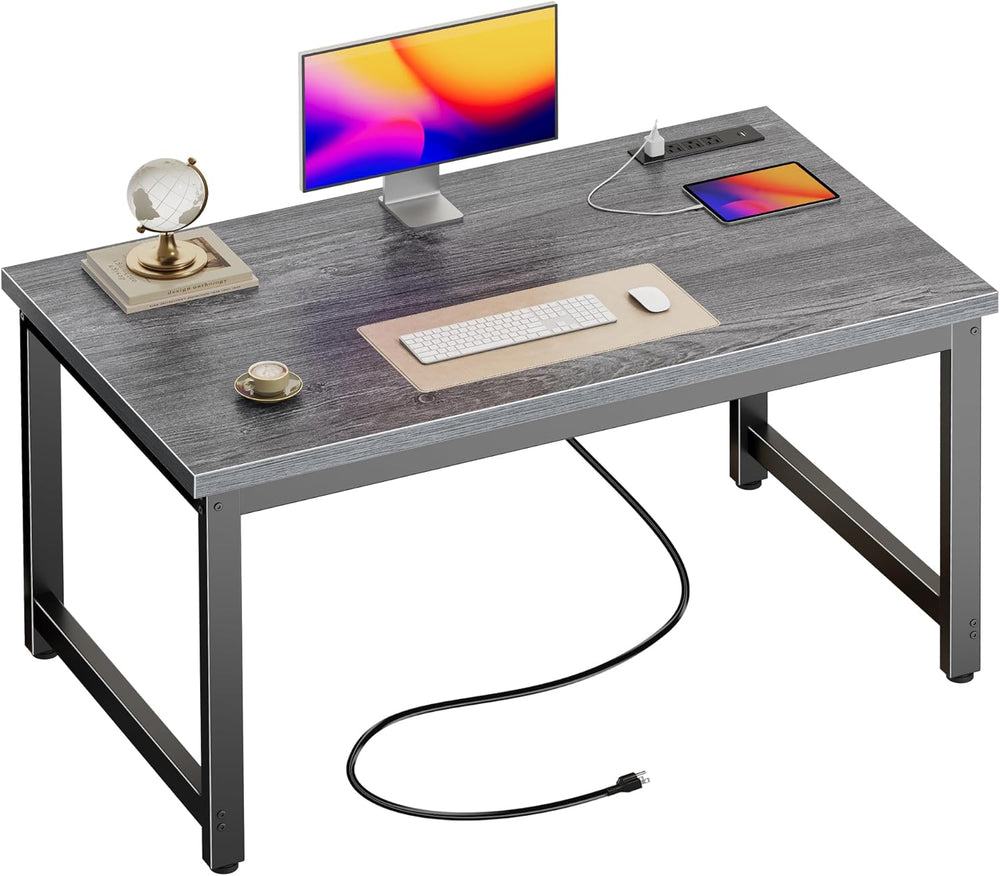 Huuger 48 x 24 inch Desk with Power Outlets & 0.95 Inch Thicker Desktop