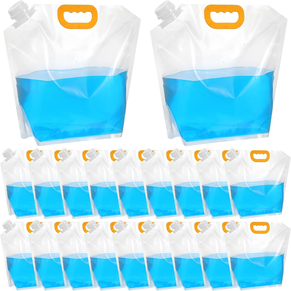 20Pcs 1.3Gallon Collapsibles Water Container Bag Bulk, Emergency Container Ca...
