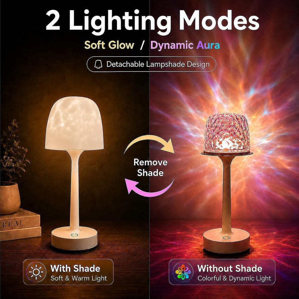 2-Pack Shower Lamp Waterproof Ocean Wave Projection Outdoor Table Lamps