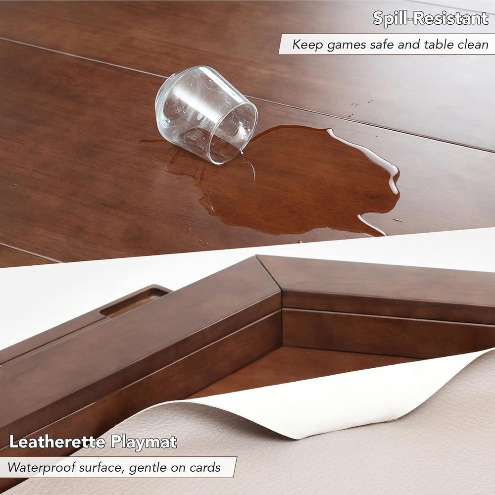 Coperat Hexagonal Solid Wood Game Table with Removable Top for 4-6 Players
