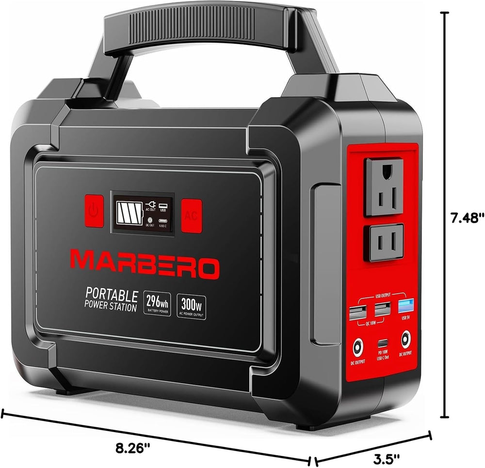 MARBERO Portable Power Station 350W Peak Camping Solar Generator Laptop Charg...