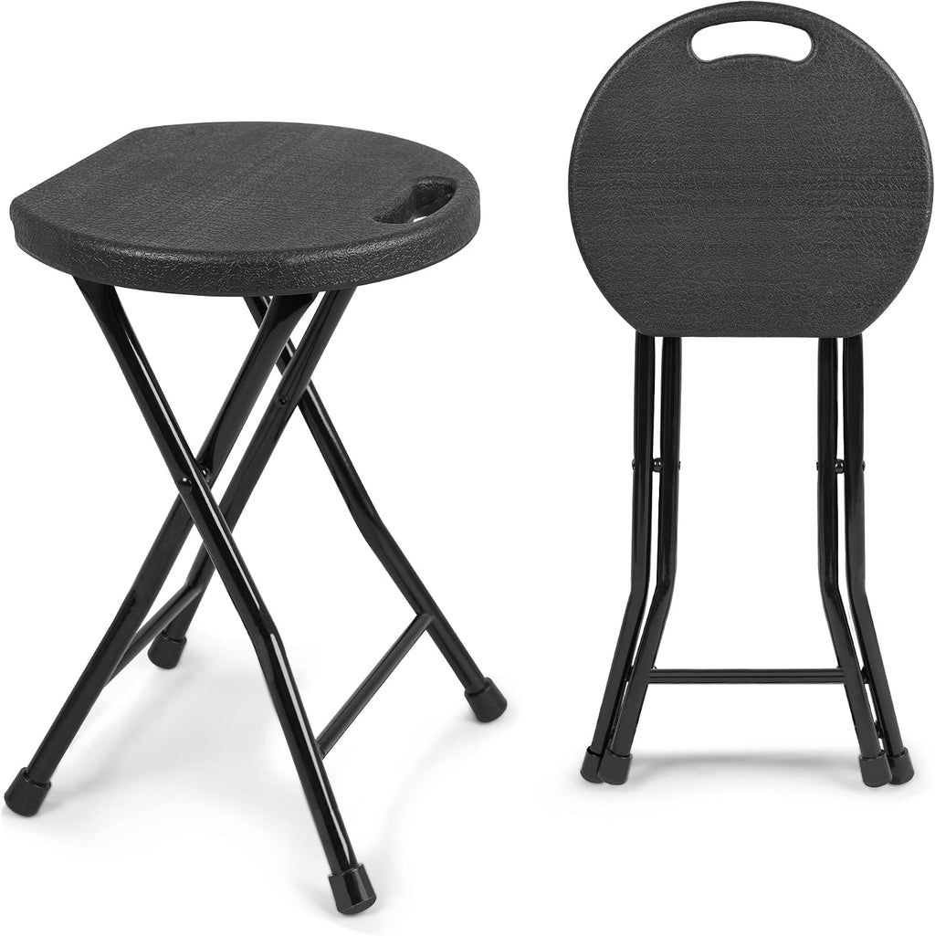 COOZMENT Folding Stool with Handle, 550 lbs Heavy Duty Portable Camping Stool, Foldable Stool with Non-Slip Feet for Outdoor BBQ Hiking Fishing, Collapsible Chair for Adults Indoor (18" H x 11.5" W)