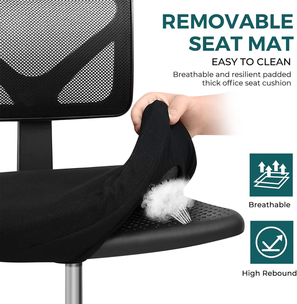 DUMOS Armless Small Desk Chairs, Ergonomic Home Office Mesh Chairs
