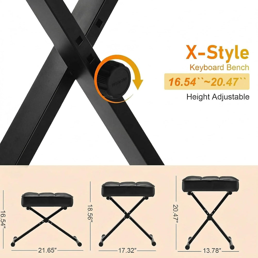 Takira Keyboard Bench Adjustable Piano Stool with Thick Soft Cushion, Black